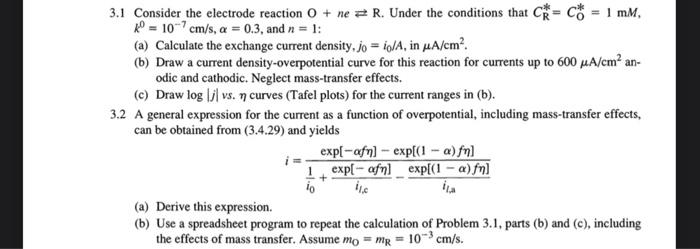 Solved electrochemistry exercise, I just need the answer for | Chegg.com
