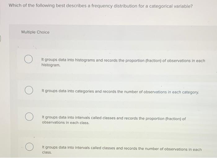 Solved Which of the following best describes a frequency | Chegg.com