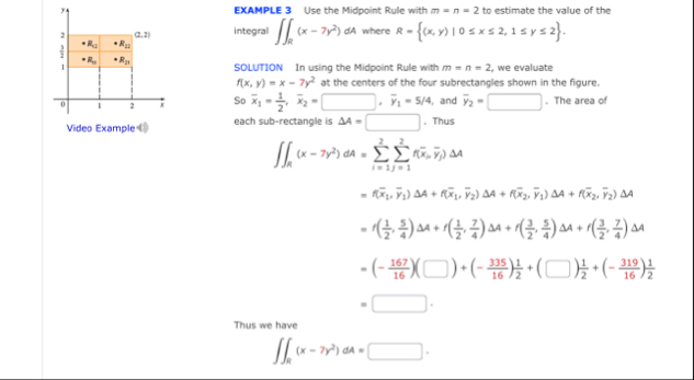 Solved EXAMPLE 3 ﻿Use the Midpoint Rule with m=n=2 ﻿to | Chegg.com