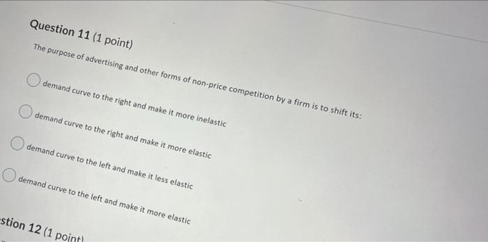 Solved Question 11 (1 point) The purpose of advertising and | Chegg.com