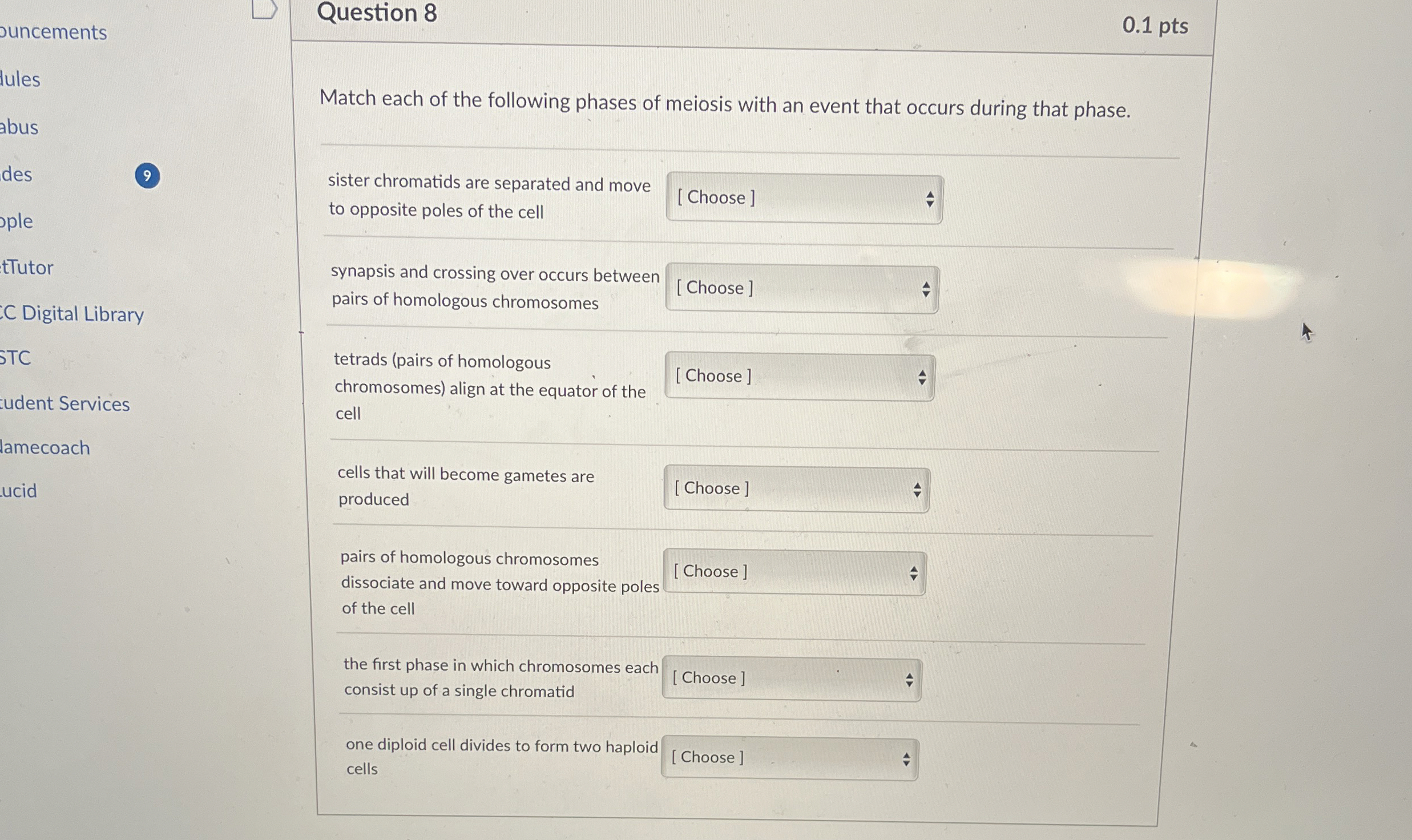Solved Match each of the following phases of meiosis with an | Chegg.com