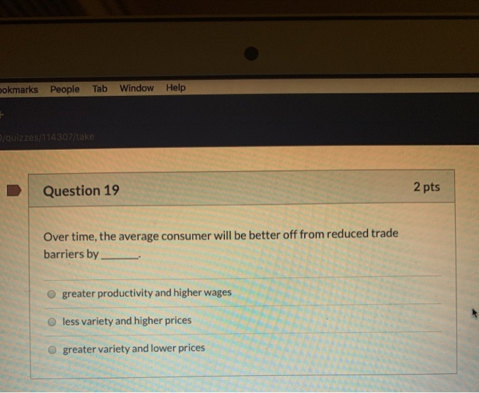 Solved Question 19 2 pts Over time, the average consumer | Chegg.com