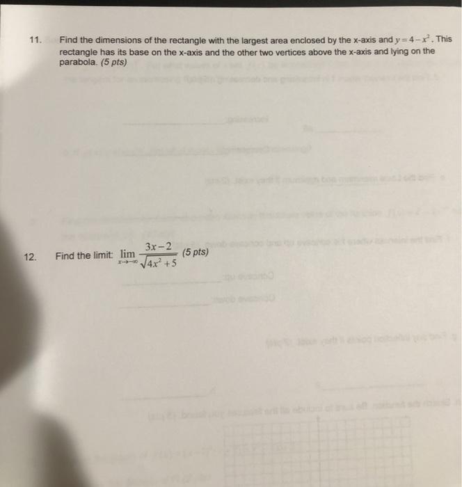 Solved 11. Find the dimensions of the rectangle with the | Chegg.com