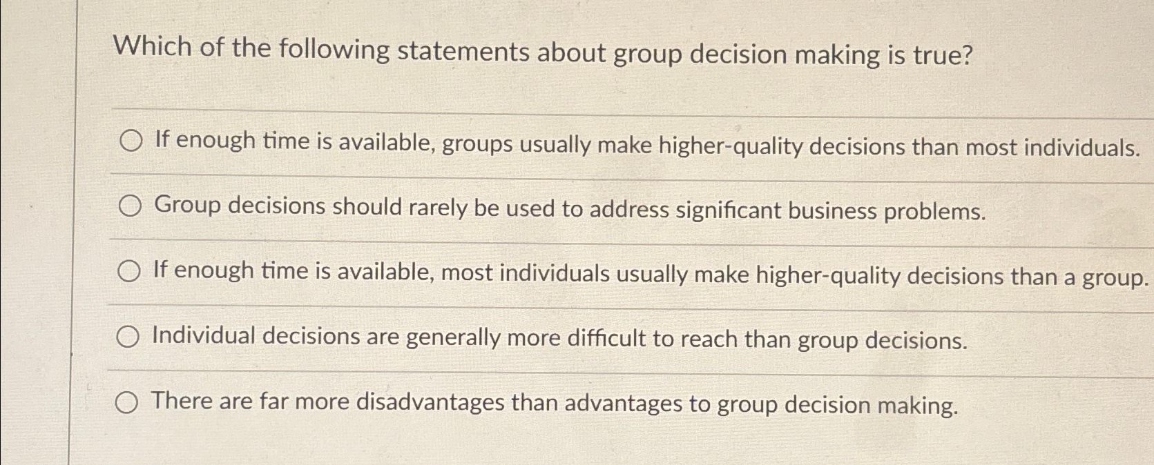 Solved Which of the following statements about group Chegg