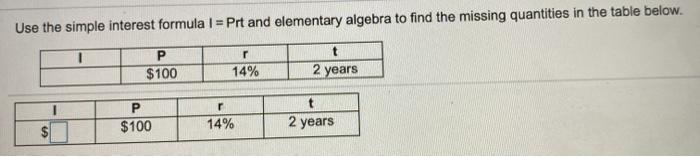 Solved Use the simple interest formula 1 = Prt and | Chegg.com
