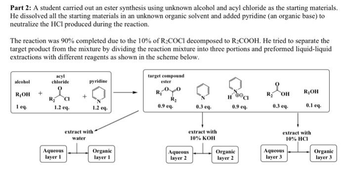 Part 2: A student carried out an ester synthesis | Chegg.com