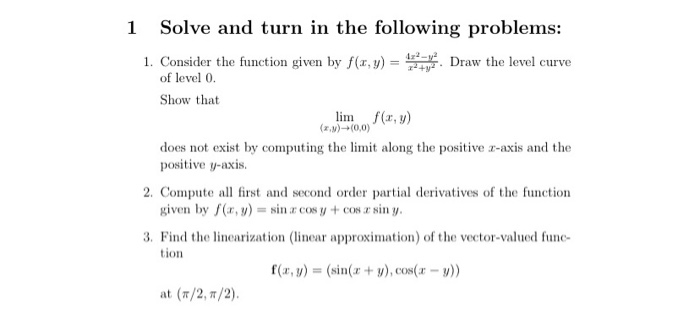 Solved 1 Solve and turn in the following problems: 1. | Chegg.com