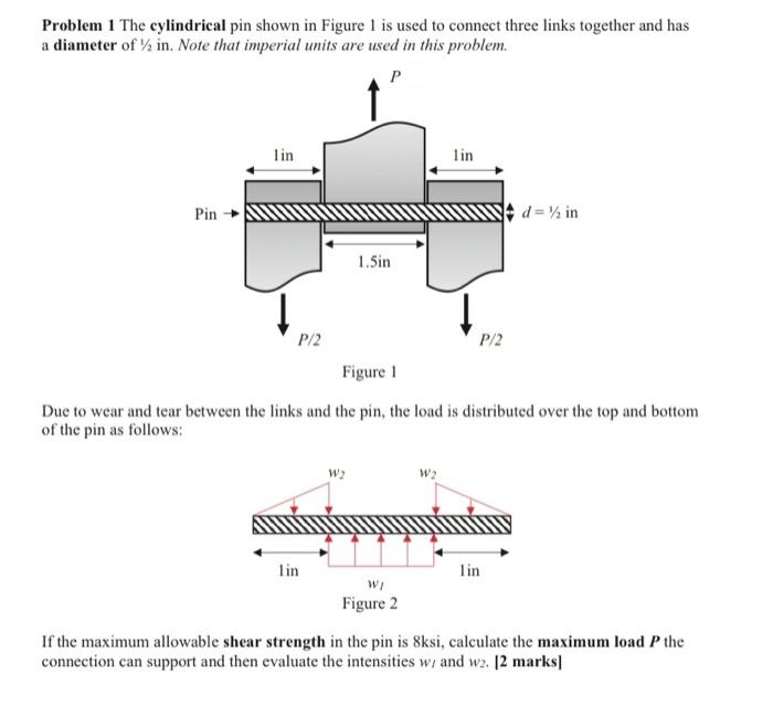 Solved Problem 1 The cylindrical pin shown in Figure 1 is | Chegg.com