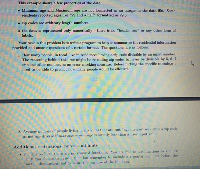 Solved Problem C: Population Statistics (50 points) One of | Chegg.com