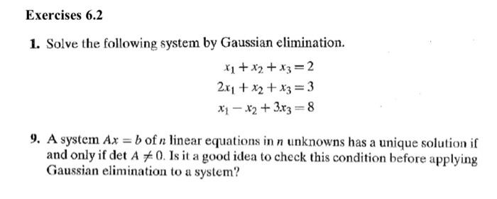 Solved Exercises 6.2 1. Solve The Following System By | Chegg.com