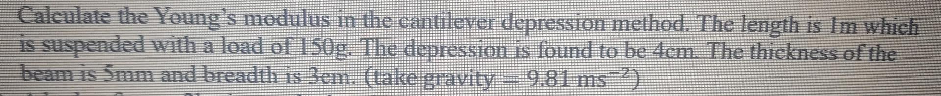 young's modulus cantilever depression experiment