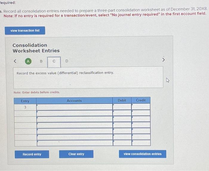 Solved Record All Consolidation Entries Needed To Prepare A | Chegg.com