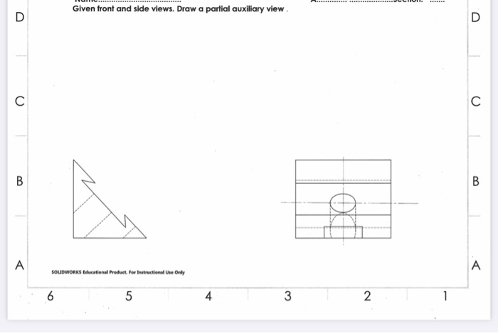 Solved Given Front And Side Views. Draw A Partial Auxiliary | Chegg.com