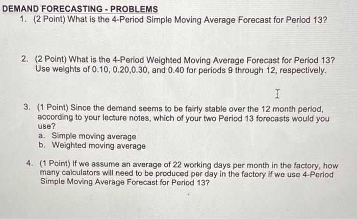 Solved Use the data provided to answer questions 1 through | Chegg.com