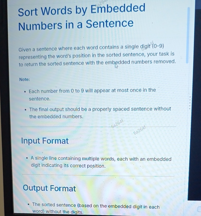 Embedded Numbers Examples Solved Sort Words by Embedded Numbers in a SentenceGiven a | Chegg.com
