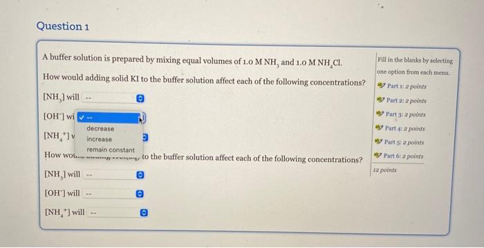 Solved Question 1 A Buffer Solution Is Prepared By Mixing | Chegg.com