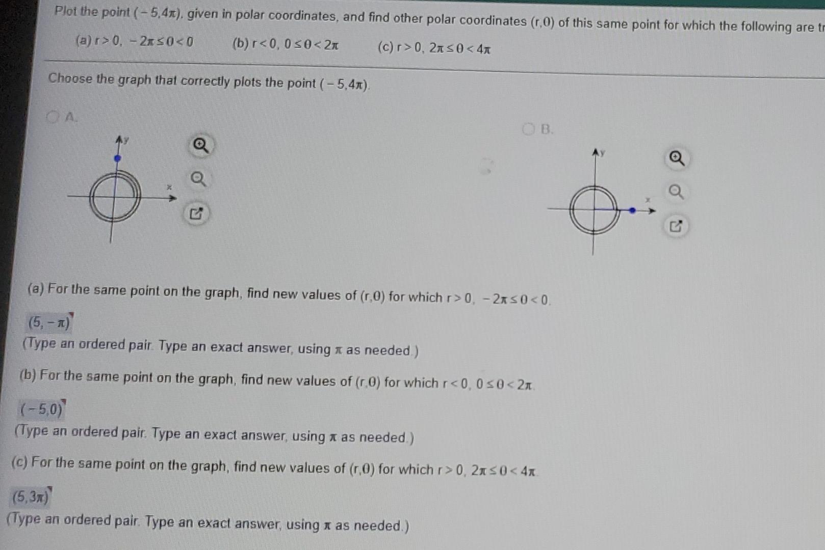 Solved Plot the point (-5,47). given in polar coordinates, | Chegg.com