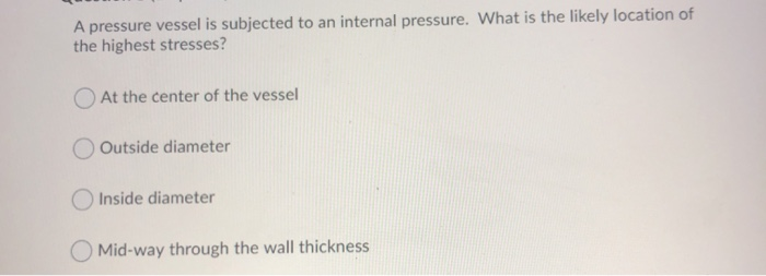 Solved A Pressure Vessel Is Subjected To An Internal | Chegg.com