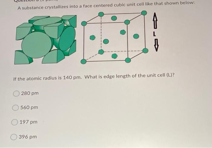 Solved A substance crystallizes into a face centered cubic | Chegg.com