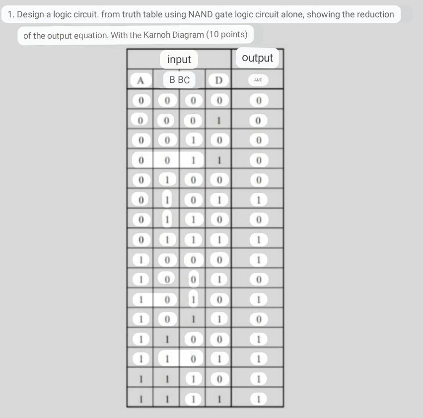 Solved . Design a logic circuit. from truth table using NAND | Chegg.com