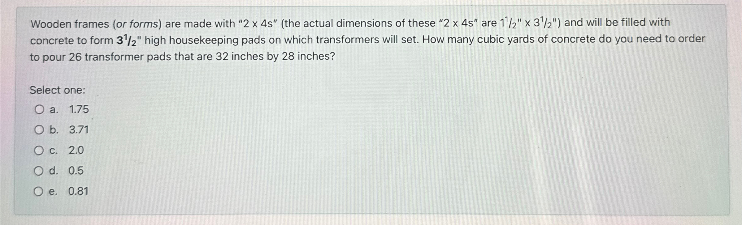 Solved concrete to form 3112 