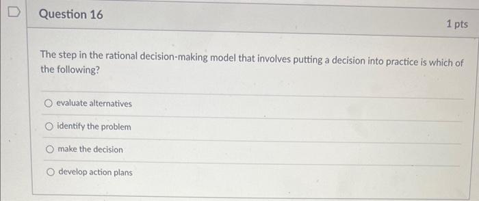 Solved The step in the rational decision-making model that | Chegg.com