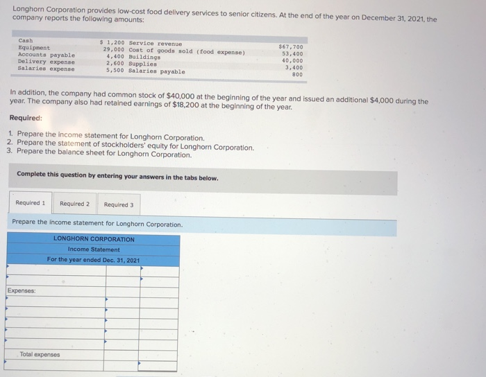 Solved Longhorn Corporation provides lowcost food delivery