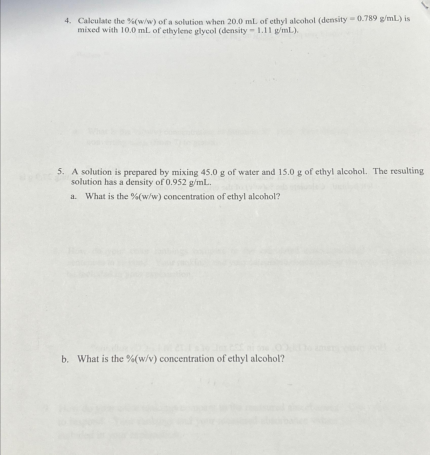 Solved Calculate the %(ww) ﻿of a solution when 20.0mL ﻿of | Chegg.com