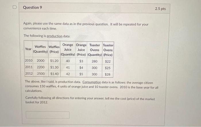 Solved D Question 9 2.5 pts Again, please use the same data | Chegg.com