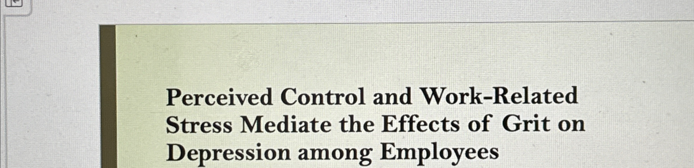 Solved Perceived Control And Work-Related Stress Mediate The | Chegg.com