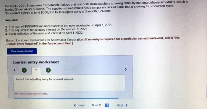 Solved On April 1, 2021, Shoemaker Corporation realizes that | Chegg.com