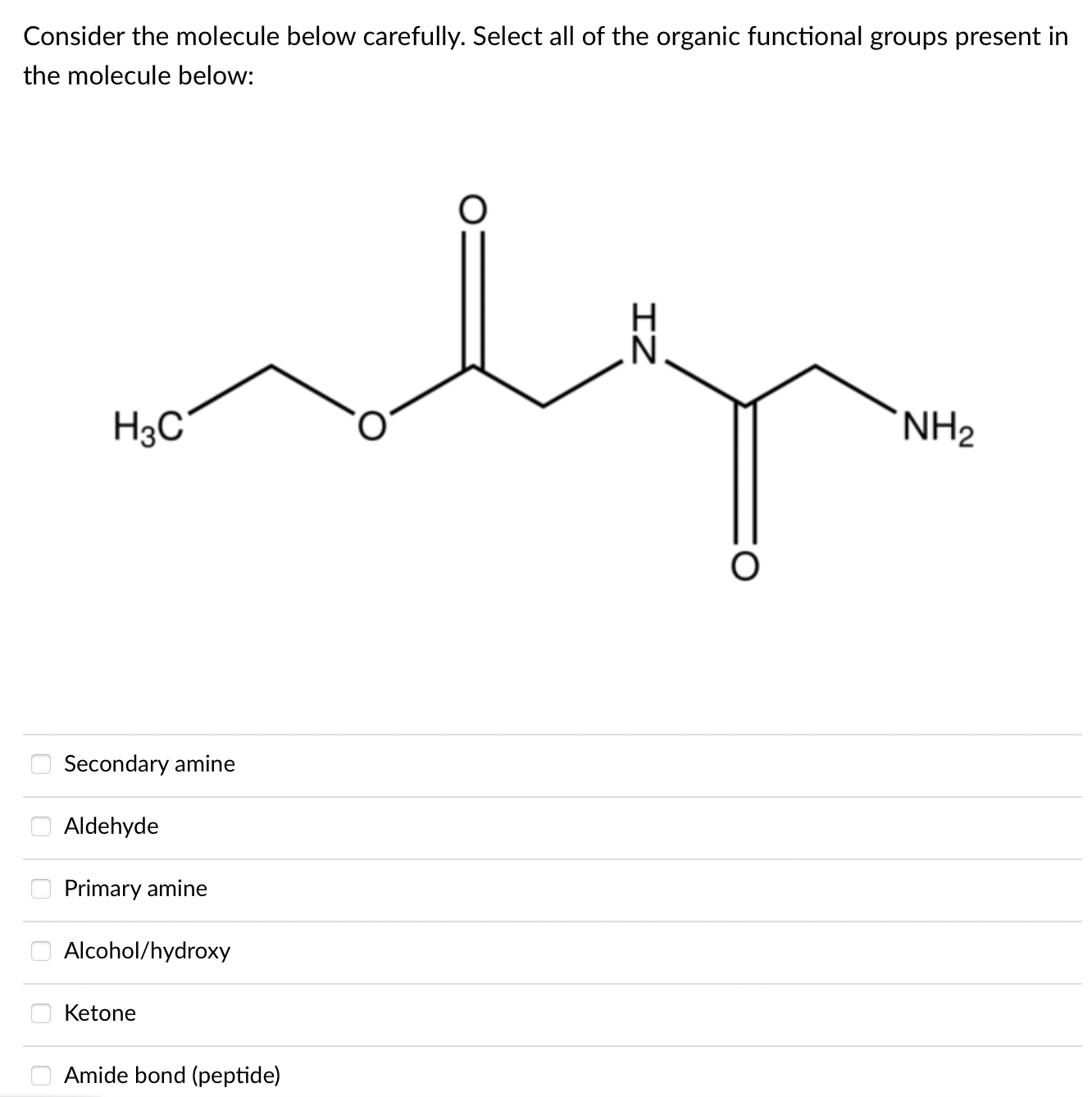 Solved Consider the molecule below carefully. Select all of | Chegg.com