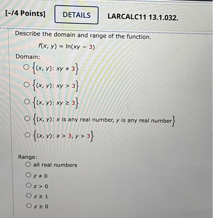 Solved Describe the domain and range of the function.