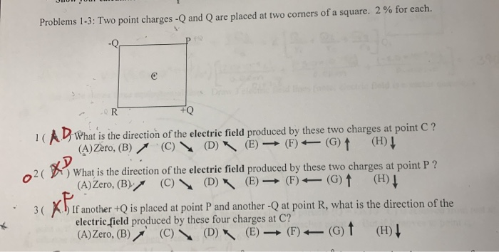 Solved Problems 1-3: Two point charges - and Q are placed at | Chegg.com