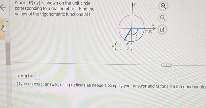 Solved A Point P(x,y) Is Shown On The Unit Circle | Chegg.com