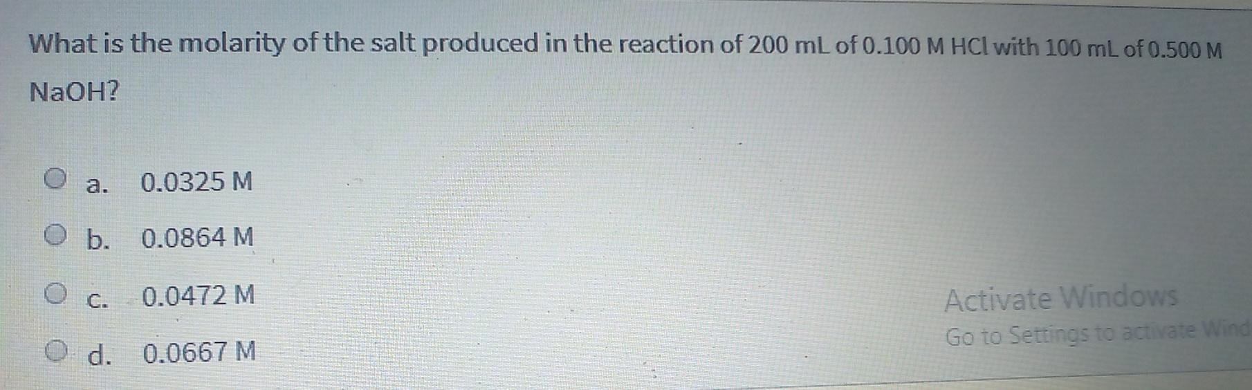 Solved What is the molarity of the salt produced in the | Chegg.com