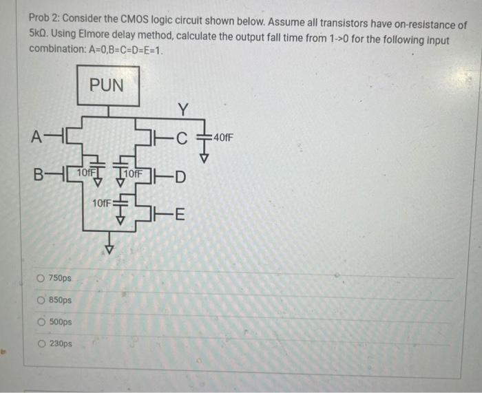 Solved Prob 2: Consider the CMOS logic circuit shown below. | Chegg.com