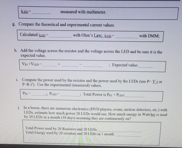 Solved 6 1 Simple Led Circuit And Kirchhoff S Voltage Law Chegg Com