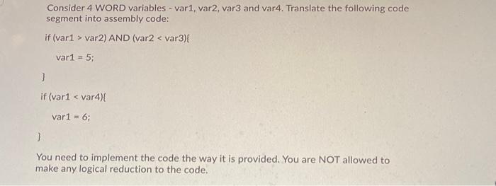 Solved Consider 4 WORD variables - vari, var2, var3 and | Chegg.com