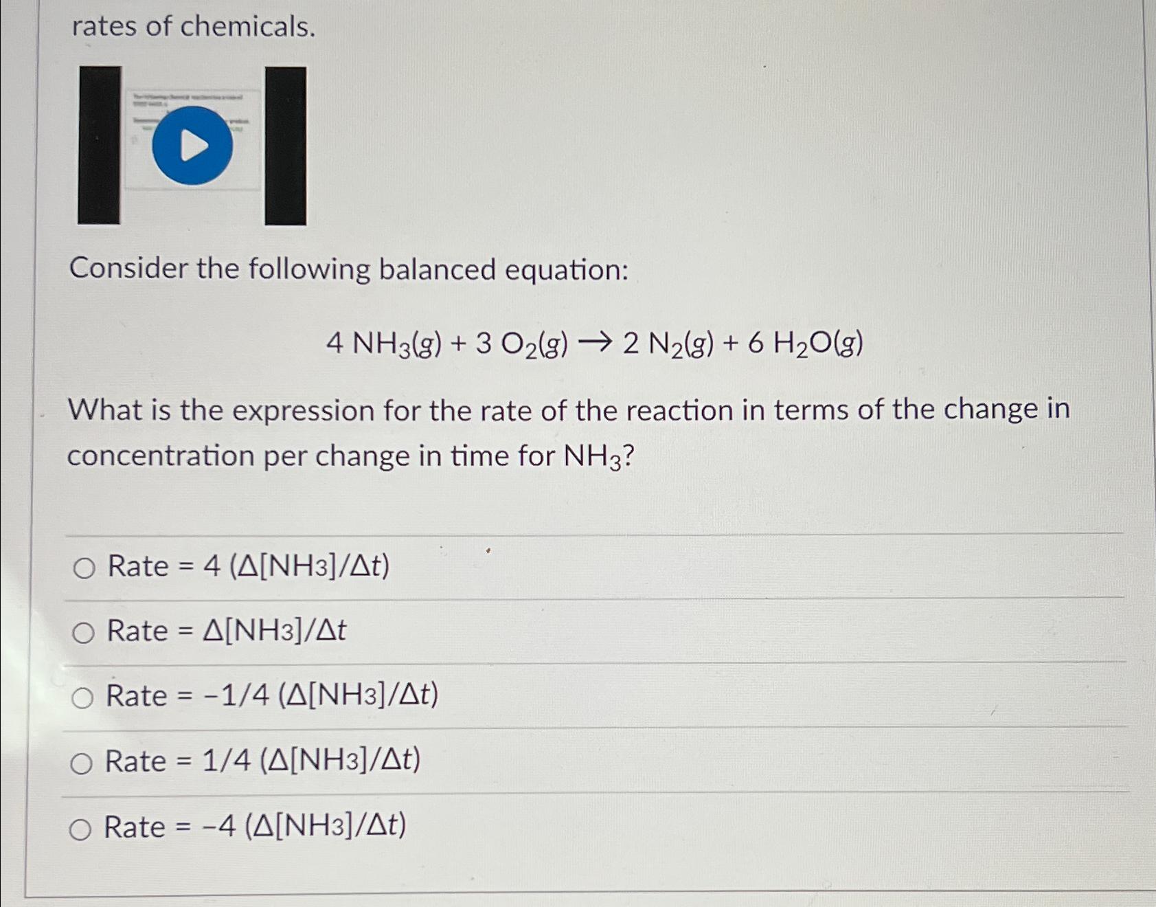 Solved Rates Of Chemicals Nconsider The Following Balanced Chegg Com