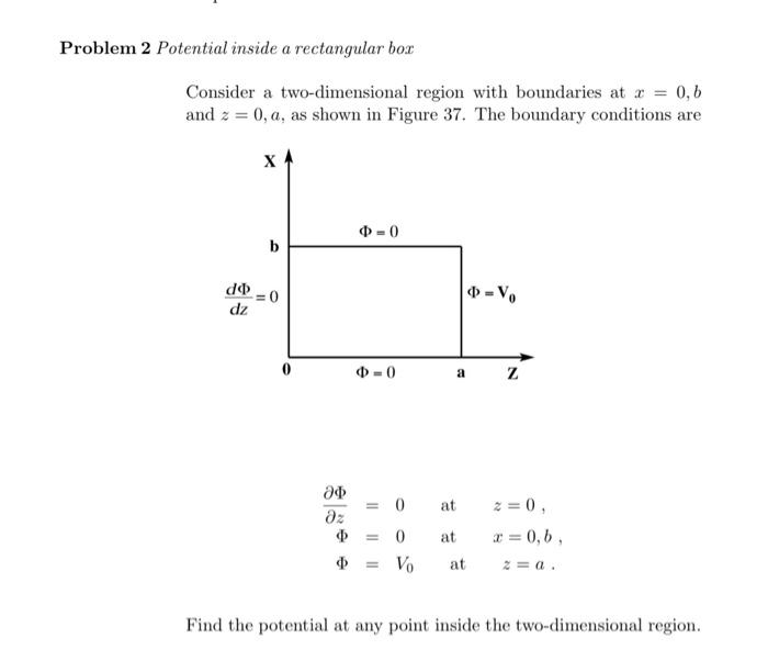 Solved Problem 2 Potential inside a rectangular box Consider | Chegg.com