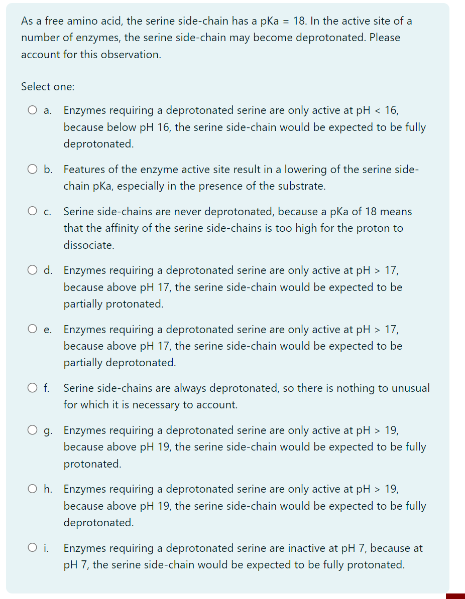 Solved As a free amino acid, the serine side-chain has a pKa | Chegg.com