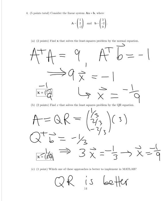 Solved 4. (5 points total) Consider the linear system Ax=b, | Chegg.com