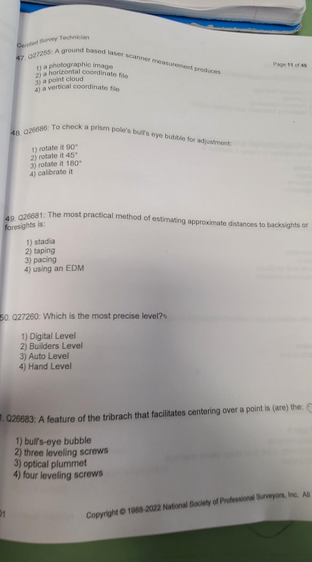 Solved Certified Survey Technician 47. Q27255: A Ground 