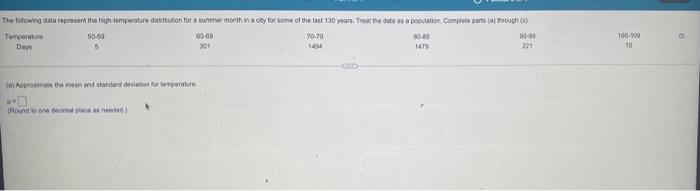Solved The followg data represent the high temperature | Chegg.com