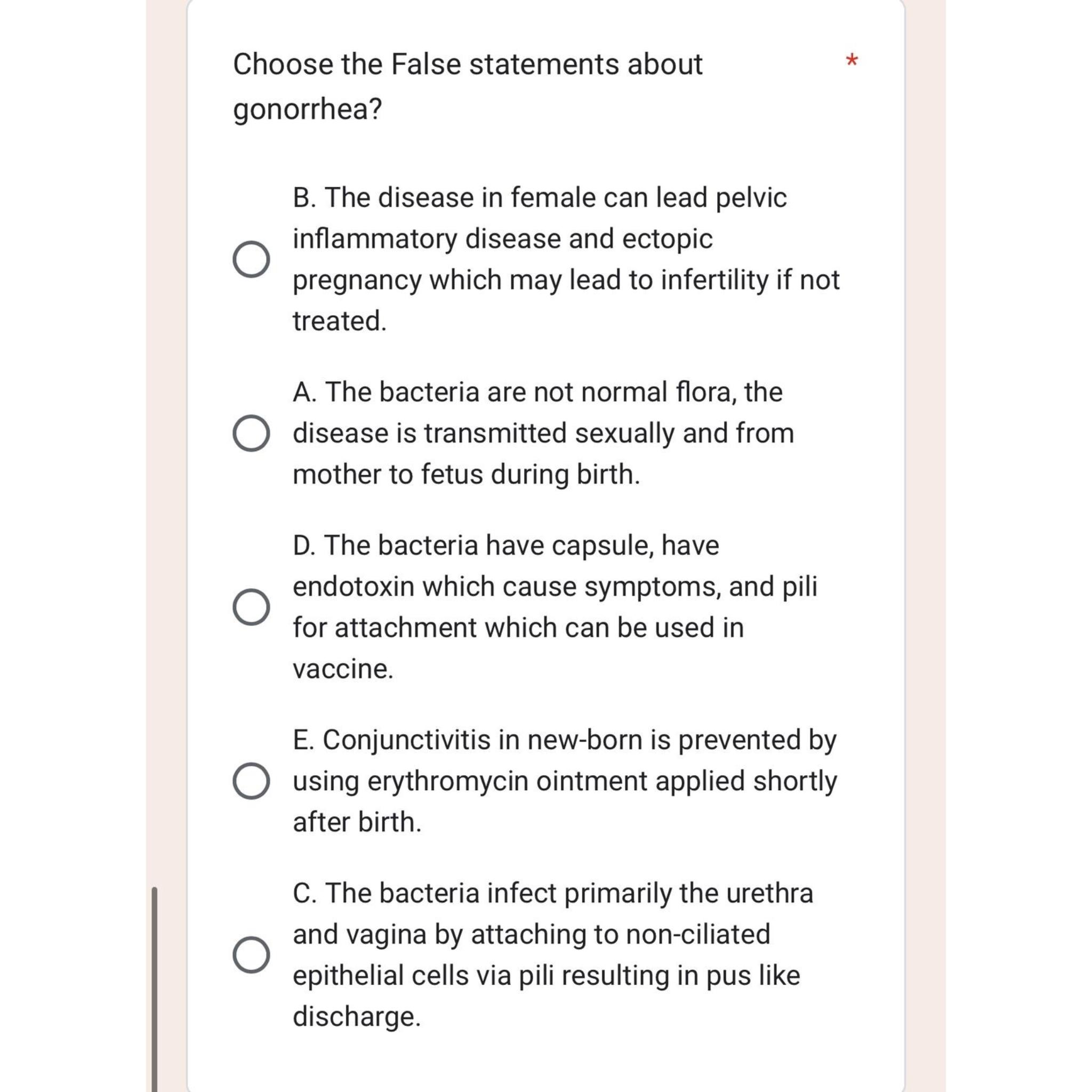 Solved Choose the False statements about gonorrhea?B. ﻿The