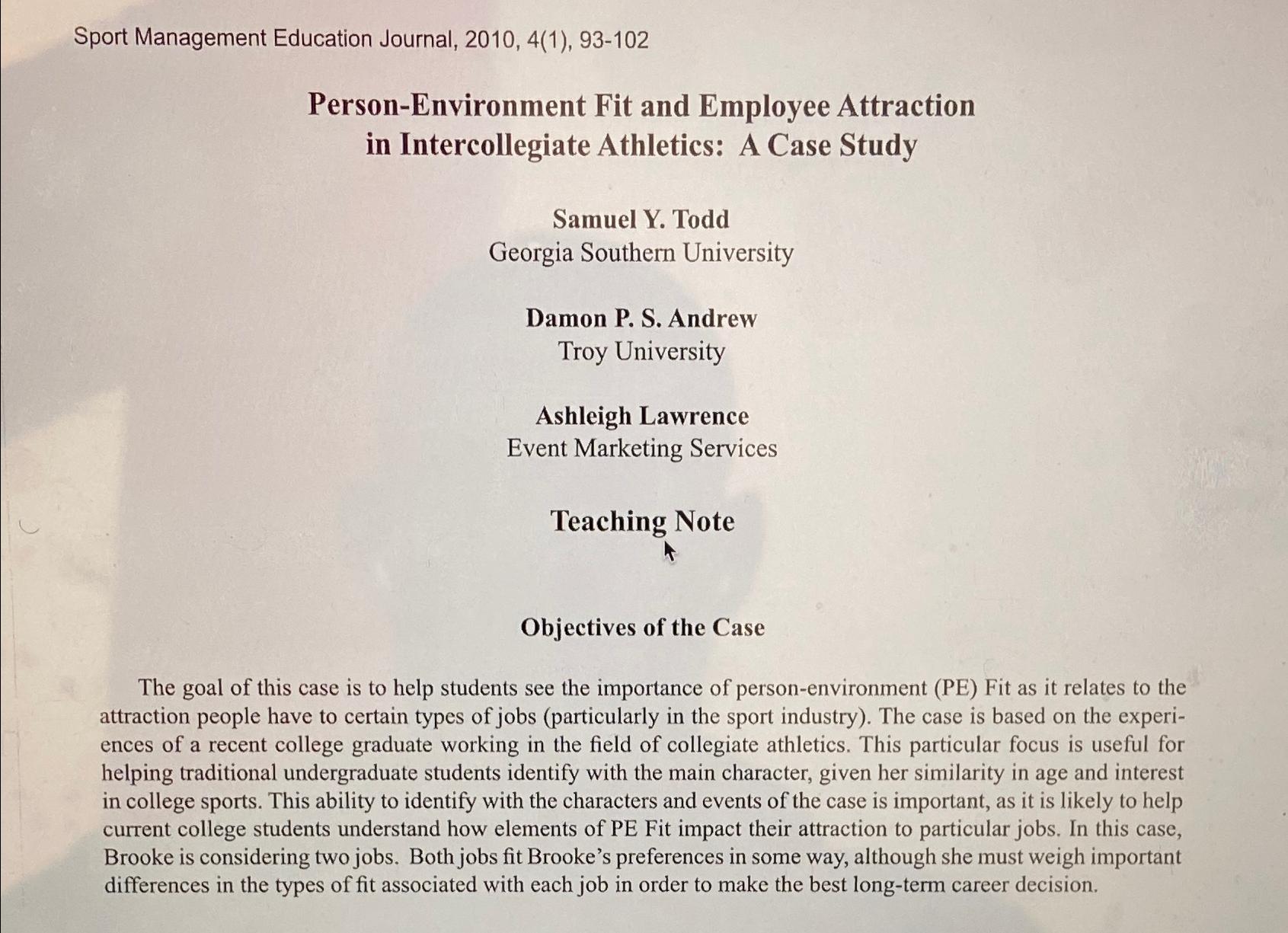 Solved Sport Management Education Journal,