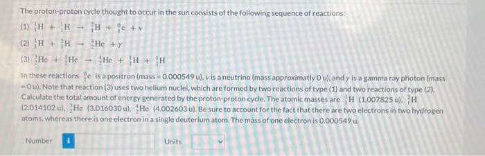 Solved The proton-proton cycle thought to occur in the sun | Chegg.com
