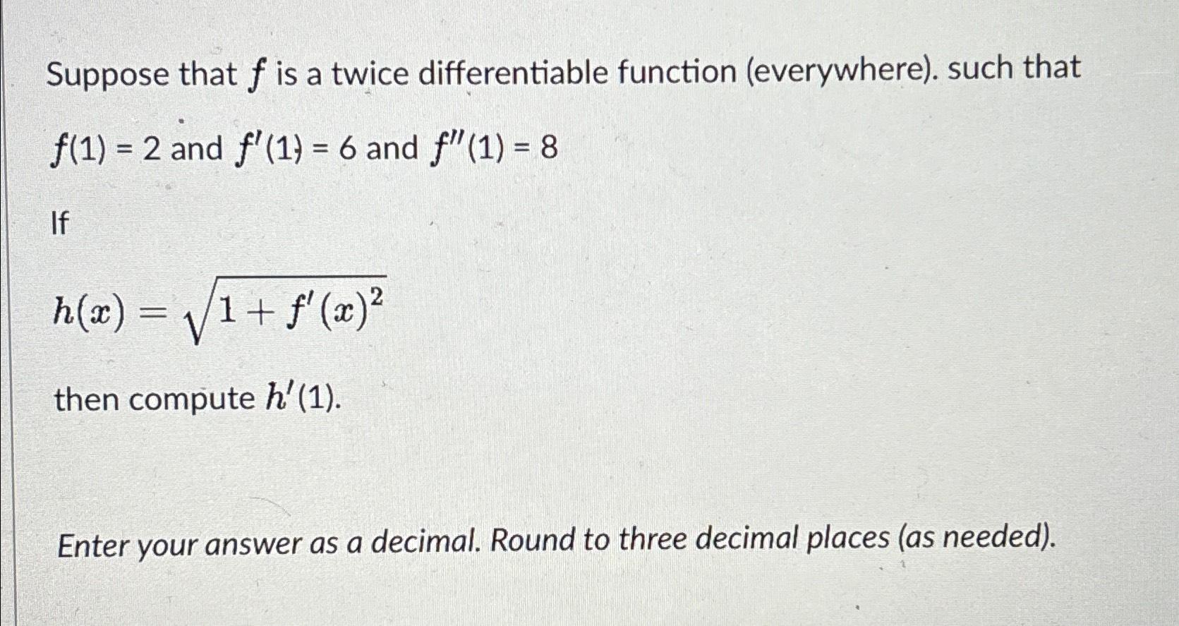 Solved Suppose that f ﻿is a twice differentiable function | Chegg.com