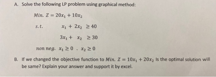 Solved A. Solve the following LP problem using graphical | Chegg.com